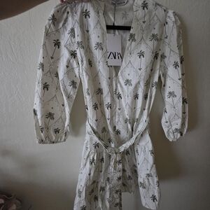 Zara White Floral Blouse